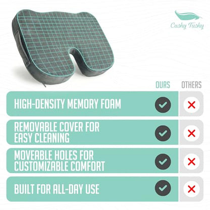 Cushy Tushy Premium Customizeable Seat Cushion, Gray - color: Grey, size: Customizable