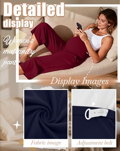 3 Pack Women's Maternity Capris - color: Navy Blue, Dark Gray, Wine Red, size: XX-Large