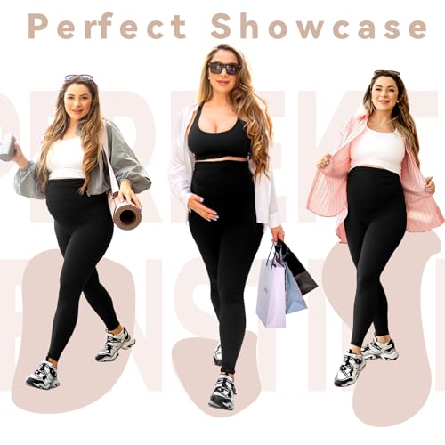 Walifrey Maternity Leggings with Pockets Over the Belly - color: Brown, size: Medium