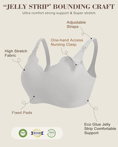 As Fairy Wireless Seamless Pumping Bra Hands Free Nursing Bra Wirefree Comfort Wearable Breast Pump Brass - color: Grey, size: Medium Plus