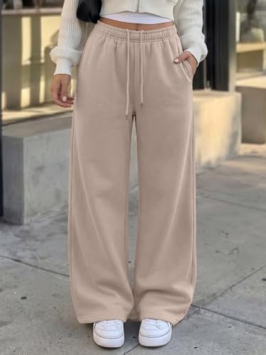 Trendy Queen Womens Wide Leg Fleece Lined Fall Sweatpants - color: Coffeegrey, size: X-Large