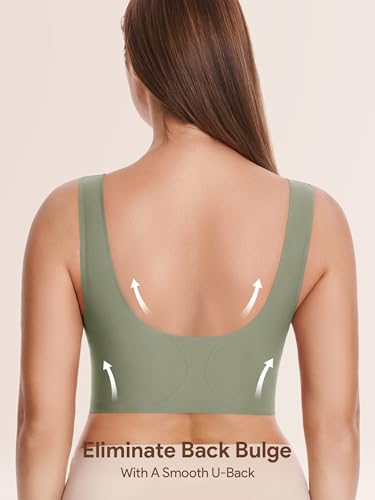 Wireless Front Close Bras for Women, Jelly Post Surgery Push Up Bralettes - color: Green, size: X-Large