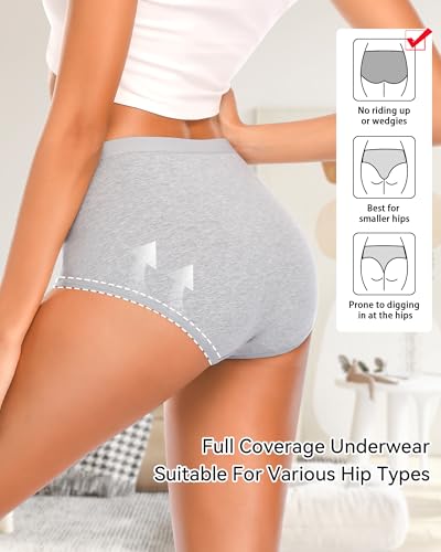 Annenmy High Waisted Panties Women's Cotton Underwear Full Coverage Briefs Soft Breathable Stretch Briefs Regular & Plus Size - color: Multicolor-1, size: X-Large