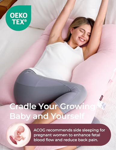 Momcozy Pregnancy Pillow for Sleeping - U Shaped Full Body Maternity Pillow - color: Pink