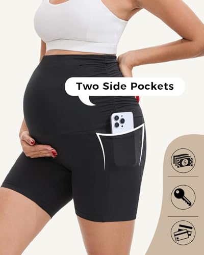 2 Pack Maternity Biker Shorts with Pockets 6" - size: X-Large