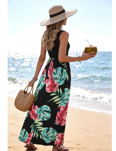 Bluetime Women's Summer Boho Sleeveless Floral Print Tank Long Maxi Dress - color: Pattern 10, size: Small