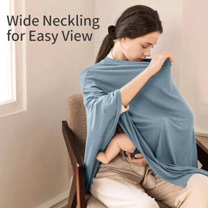 BubblePanda Rayon Made from Bamboo Nursing Cover for Baby Breastfeeding - color: Glacier