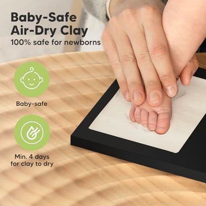 KeaBabies Baby Hand and Footprint Kit, Clay Keepsake Frame (Onyx Black) - color: Onyx Black, size: Duo Frame, 13" x 7.8"