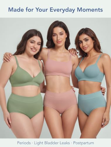 TIICHOO Period Underwear for Women High Waist Womens Incontinence Underwear - color: 1 Black/1 Light Grey/1 Burgundy/1 Rose Gold/1 Turquoise Green, size: Medium