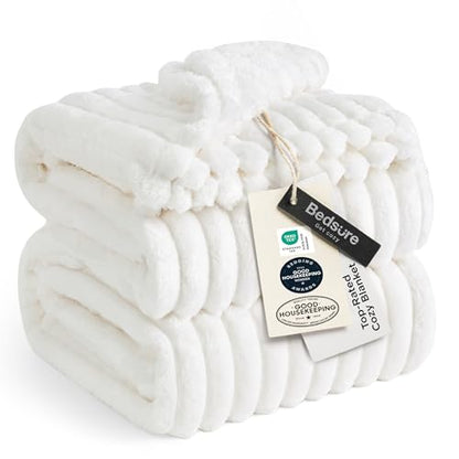 Bedsure Soft Cozy Full Size Fleece Blankets for Bed Off White 84"x90" - color: Off White, size: Full