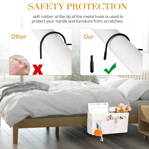 Bedside Caddy Bedside Storage Bag for Headboards/Bunk Bed - color: 2PC White