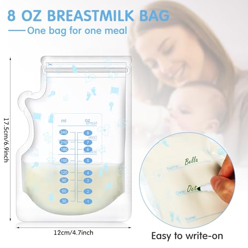 Sherr 500 Count Breastmilk Storage Bags, 8 oz Breast Milk Storing Bags