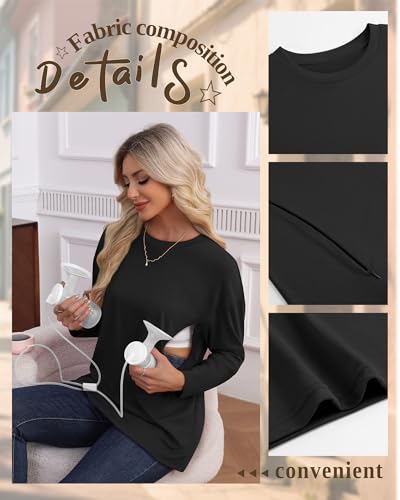 3 Pack Nursing Breastfeeding Tops - color: Rose Red, Light Apricot, Black, size: XX-Large