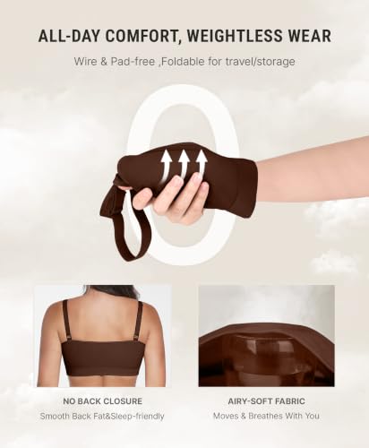 FeelinGirl Bras for Women Comfy Seamless Wireless Bralettes - color: Dark Brown, size: X-Large