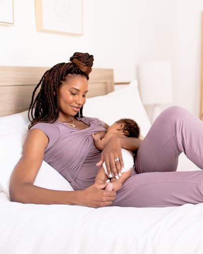 Kindred Bravely Davy Maternity and Nursing Pajama Set, Postpartum Sleepwear - color: Dusty Mauve, size: 1X