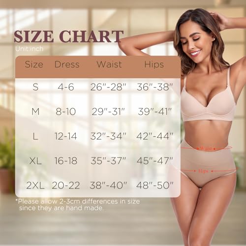 Women's Briefs Underwear High Waist Full Coverage Panties, Ladies Light Tummy Control Postpartum Underpants 5 Pack - color: Nude-5pack, size: Small