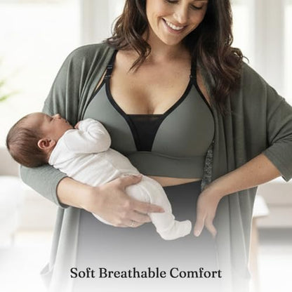 BLANQI Adjustable Racerback Nursing Bras for Women - Seamless Breastfeeding Bra with Removable Cups - color: Olive Green, size: Medium