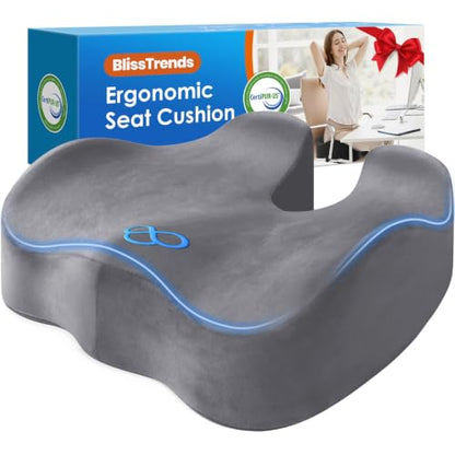 BlissTrends Thick Seat Cushion for Office Chair & Car Seat, XL, LightGrey - color: Light Grey, size: X-Large