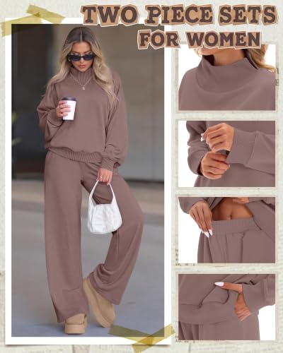 Neer Women's 2 Piece Set Sweatsuits Lounge Outfits Set - color: Coffee, size: X-Large