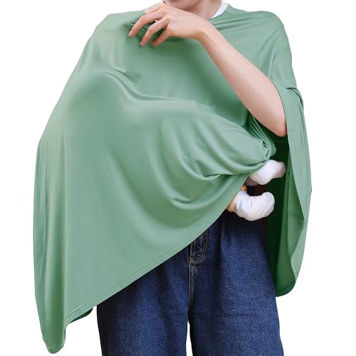 Seejoy Multi-use Nursing Cover for Breastfeeding, 360°Full Coverage Nursing Poncho, Rayon Soft & Breathable Breastfeeding Cover up (Smooth Rayon, Sage Green) - color: Sage Green