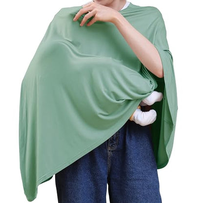 Seejoy Multi-use Nursing Cover for Breastfeeding, 360°Full Coverage Nursing Poncho, Rayon Soft & Breathable Breastfeeding Cover up (Smooth Rayon, Sage Green) - color: Sage Green