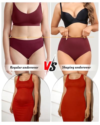 LEVAO Women's High Waisted Underwear Slightly Tummy Control Postpartum Panties Full Coverage Comfort Briefs (S-3XL) - color: Black,reddish Brown, size: X-Large