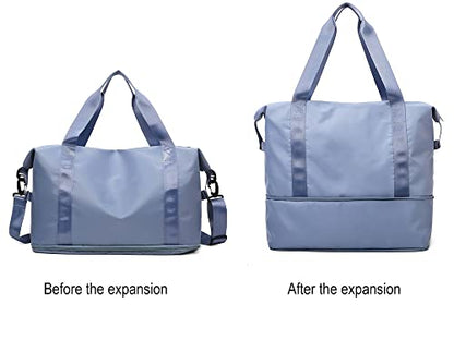 Expandable Travel Duffle Bag Weekender Carry on Bag for Women, Blue - color: Blue