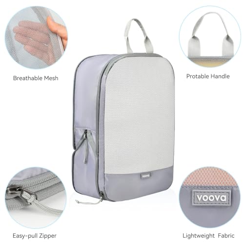 Voova Compression Packing Cubes for Travel, 6 Piece Set, Grey - color: Grey