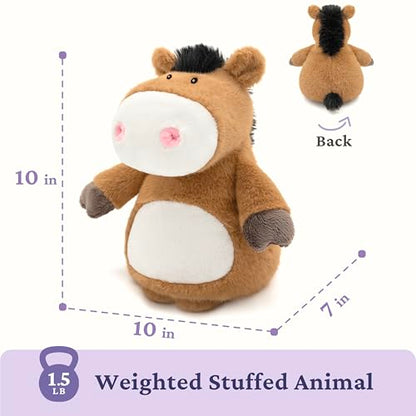 IKASA Microwavable Stuffed Animal Horse Plush, Heating Weighted 1.5 lbs - color: Brown Horse