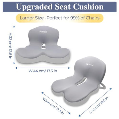Car Seat Cushion with Lumbar Support Pillow, Seat Cushion for Driving - color: Light Gray