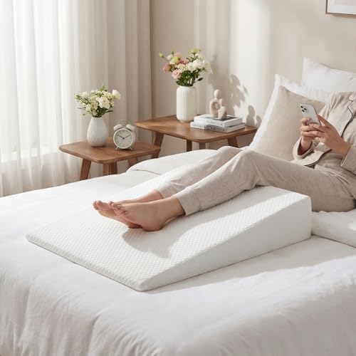 5 in Bed Wedge Pillow for Sleeping and Back Support, White Grey - color: White Grey