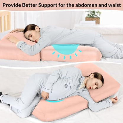 Pregnancy Belly Pillow for Sleeping, Full Body Pregnancy Massage Pillow - color: Pink