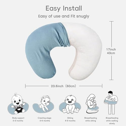 FUNUPUP Muslin Nursing Pillow Cover Replacement, Blueberries&Blue - color: Blue&blueberries