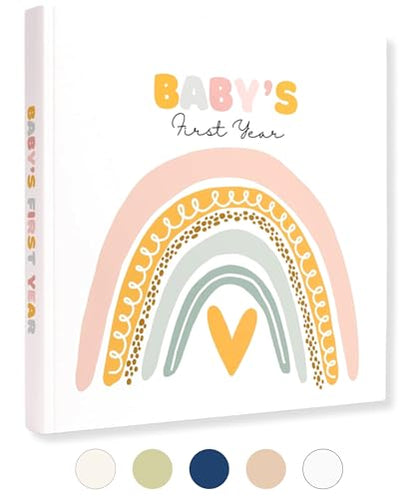Lamare Baby Memory Book – Baby First Year Keepsake Journal, Baby Scrapbook - color: Rainbow