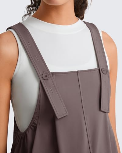 G4Free EverGoing Maternity Overall Dress Adjustable Straps Pregnancy Jumpsuits Dresses with Pockets Casual Work - color: Taupe, size: Large