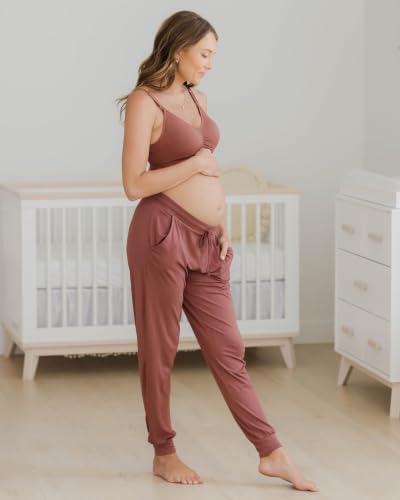 Kindred Bravely Everyday Maternity Lounge Jogger Pants for Postpartum - color: Redwood, size: Medium