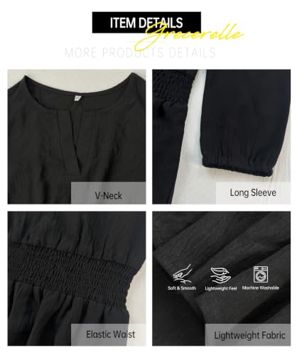 GRECERELLE Casual Fall Dresses for Women Long Sleeve Wedding Guest Dresses - color: Pd White Black, size: Medium