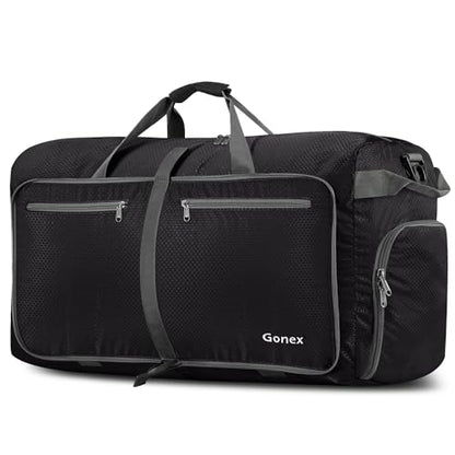 Gonex 80L Foldable Travel Duffle Bag with Shoe Compartment, Lightweight - color: Black, size: 80L