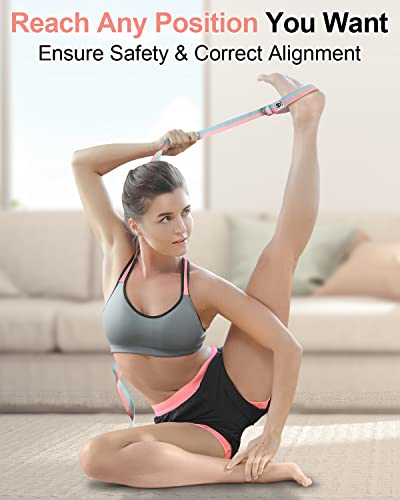 Tumaz Yoga Strap for Stretching with Adjustable D-Ring, 6/8/10 ft - color: 12. Gray, size: 6 Feet