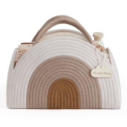 Blissful Diary Diaper Caddy Organizer, Woven Cotton Rope, Earthy Rainbow - color: Earthy Rainbow
