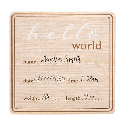 Kate & Milo Hello World Birth Announcement Sign - color: Hello Baby Announcement