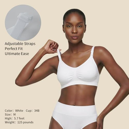 Under Control Nursing Bra 4-Pack - Wireless Maternity & Sleep Bra with Removable Pads - Comfortable Breastfeeding Bra (S-2XL) - color: Black/Coco/White/Coco, size: X-Large