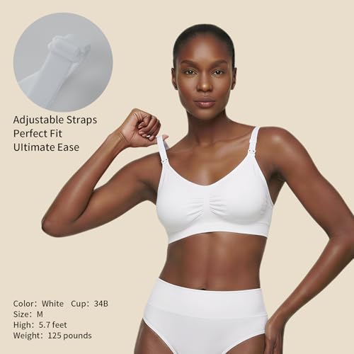 Under Control Nursing Bra 4-Pack - Wireless Maternity & Sleep Bra with Removable Pads - Comfortable Breastfeeding Bra (S-2XL) - color: Black/Coco/White/Coco, size: Large