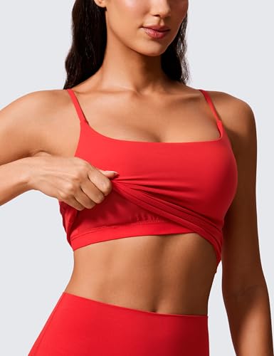 CRZ YOGA Butterlift Scoop Neck Crop Tank Top - color: Deep Red, size: Medium