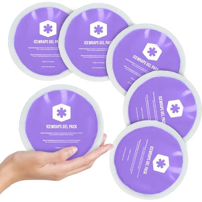 ICEWRAPS 4 inches Round Reusable Ice Packs with Cloth Backing 5-Pack Purple - color: Purple