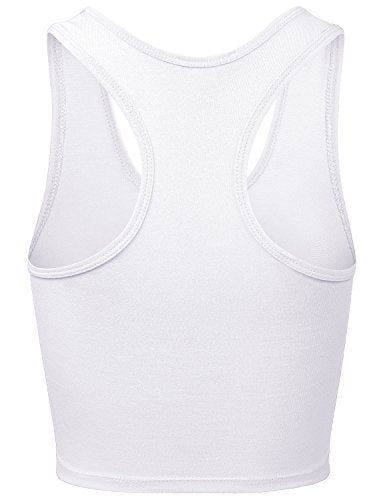 Women Sleeveless Racerback Crop Camisole Tank Tops Cotton Basic Shirts - color: 001-white-22, size: Small