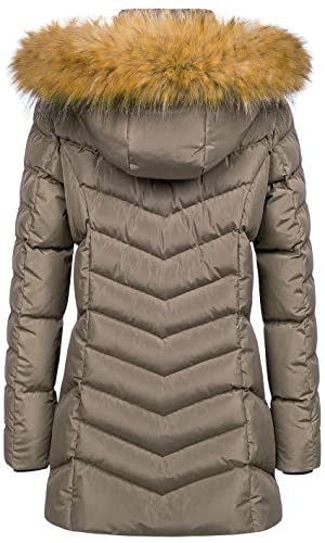 CREATMO US Women's Winter Hooded Coat Waterproof Warm Long Puffer Jacket Parka - color: Brown, size: X-Small
