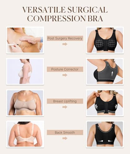 BRABIC Surgical Bra for Post Surgery Mastectomy Compression - color: Black, size: Large