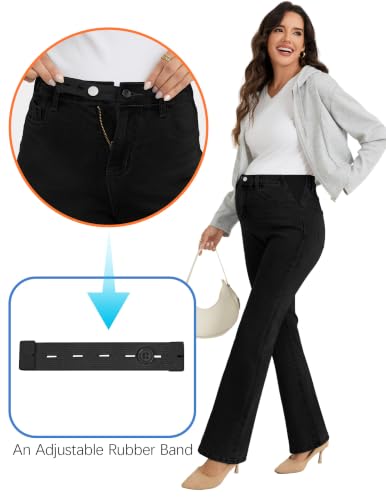 PACBREEZE Women's Maternity Flare Jeans Mid-Rise Stretchy Bell Bootcut Jeans Denim Pregnancy Pants, S-XXL - color: Black, size: Large