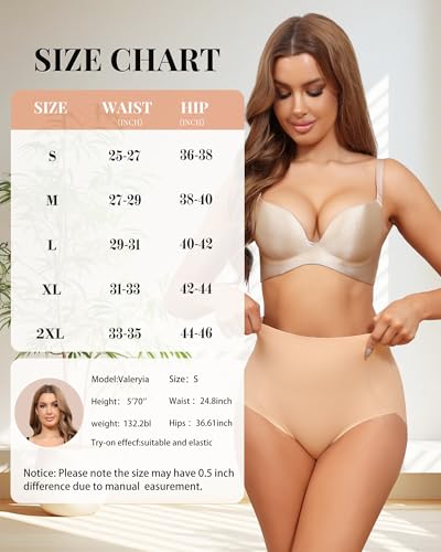 LEVAO Women's Tummy Control Underwear High Waisted Seamless Panties 4 Pack - color: Nude*4, size: Medium